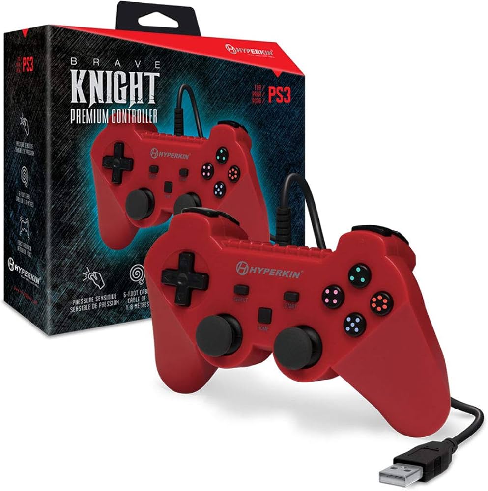 Manette Filaire Hyperkin « Brave Knight » Premium pour PS3 (Rouge)