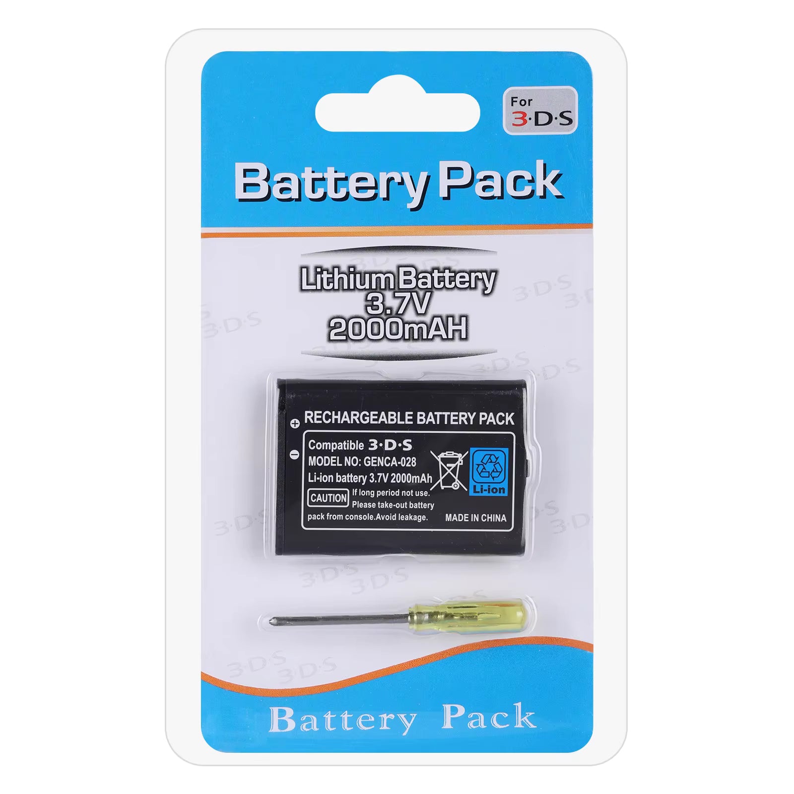 Lithium Rechargeable Battery Pack 3.7V 2000mAh  For 3DS.