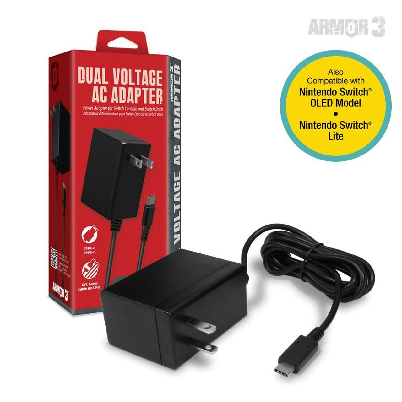 Dual Coltage AC Adapter for Nintendo Switch (Power Supply)